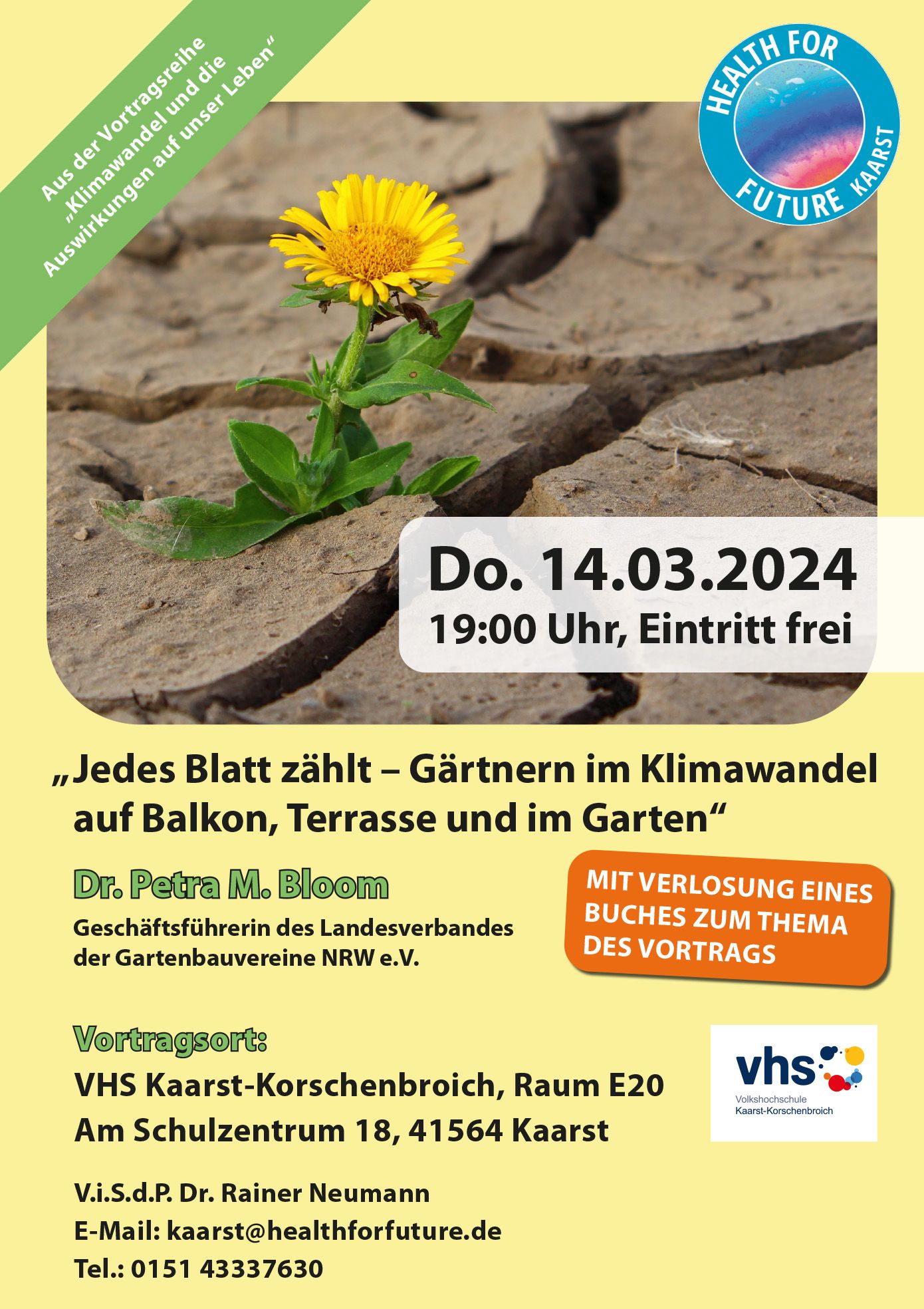 Vortrag H4F-Kaarst_PLAKAT_2024-03_14_web Jedes Blatt zählt - Gärtnern im Klimawandel auf Balkon, Terrasse und im Garten
